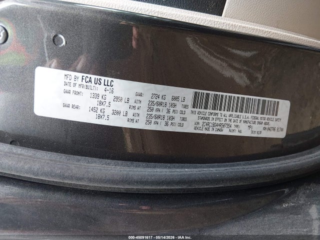 Продаж на аукціоні авто 2017 Chrysler Pacifica Touring-l, vin: 2C4RC1BG4HR507354, номер лоту: 45091617