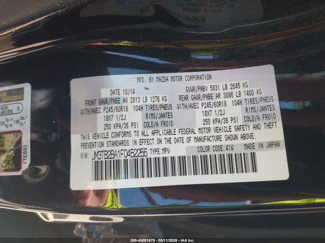 Aukcja sprzedaży 2015 Mazda Cx-9 Sport, vin: JM3TB2BA1F0452256, numer aukcji: 45091679