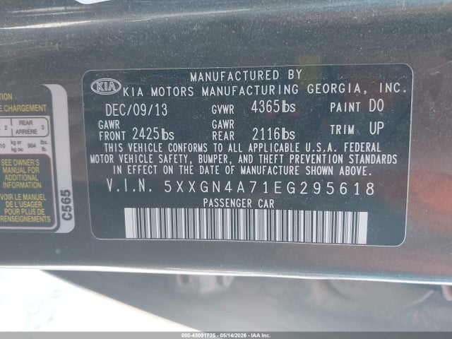 Aukcja sprzedaży 2014 Kia Optima Ex, vin: 5XXGN4A71EG295618, numer aukcji: 45091725