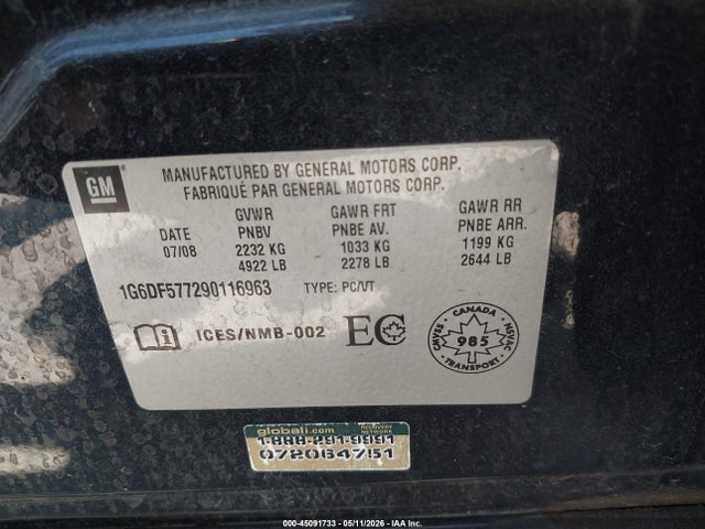 Продаж на аукціоні авто 2009 Cadillac Cts Standard, vin: 1G6DF577290116963, номер лоту: 45091733