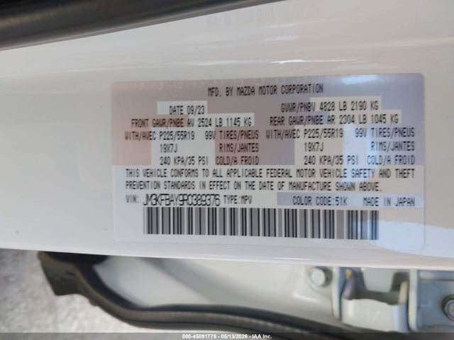 45091775 :رقم المزاد ، JM3KFBAY9R0389376 vin ، 2024 Mazda Cx-5 2.5 Carbon Turbo مزاد بيع