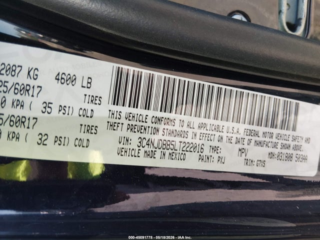 2020 Jeep Compass Sun And Safety 4x4 მანქანა იყიდება აუქციონზე, vin: 3C4NJDBB5LT222016, აუქციონის ნომერი: 45091778