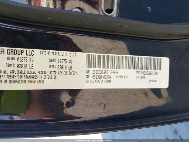 45091815 :رقم المزاد ، 2C3CDXBG4EH134649 vin ، 2014 Dodge Charger Se مزاد بيع