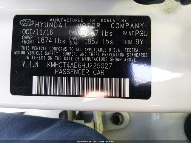 KMHCT4AE6HU225027 Hyundai Accent Value Edition