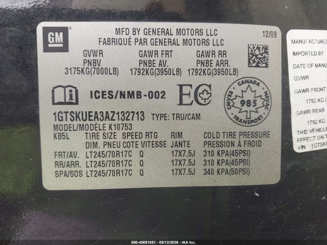 Продажа на аукционе авто 2010 Gmc Sierra 1500 Sl, vin: 1GTSKUEA3AZ132713, номер лота: 45091851