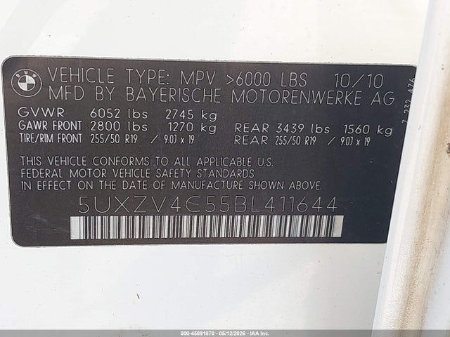 Aukcja sprzedaży 2011 Bmw X5 Xdrive35i/xdrive35i Premium/xdrive35i Sport Activity, vin: 5UXZV4C55BL411644, numer aukcji: 45091870