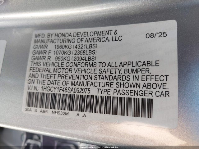 1HGCY1F46SA062975 Honda ACCORD SE