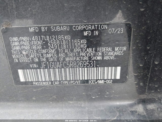 2024 Subaru Impreza Sport 5-door მანქანა იყიდება აუქციონზე, vin: JF1GUAFC5R8269531, აუქციონის ნომერი: 45091932