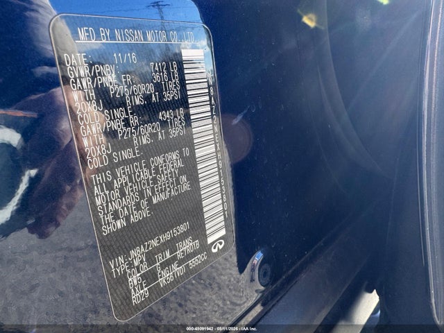 45091942 :رقم المزاد ، JN8AZ2NEXH9153801 vin ، 2017 Infiniti Qx80 مزاد بيع