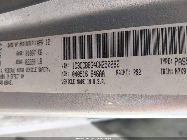 Продажа на аукционе авто 2012 Chrysler 200 Touring, vin: 1C3CCBBG4CN250282, номер лота: 45091963
