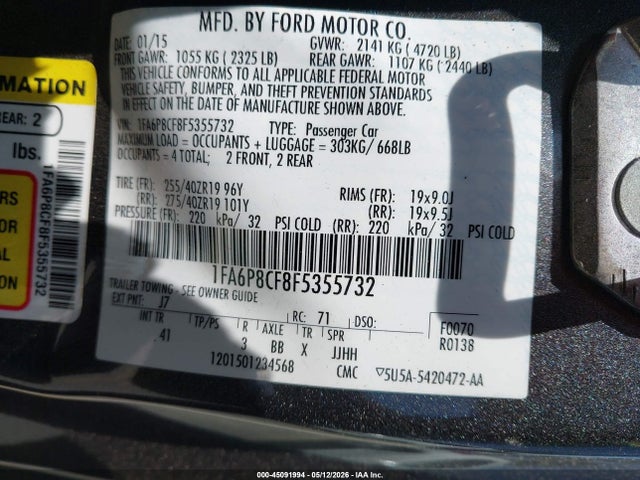 Ford Mustang Gt Premium 2015 1FA6P8CF8F5355732 Image 9