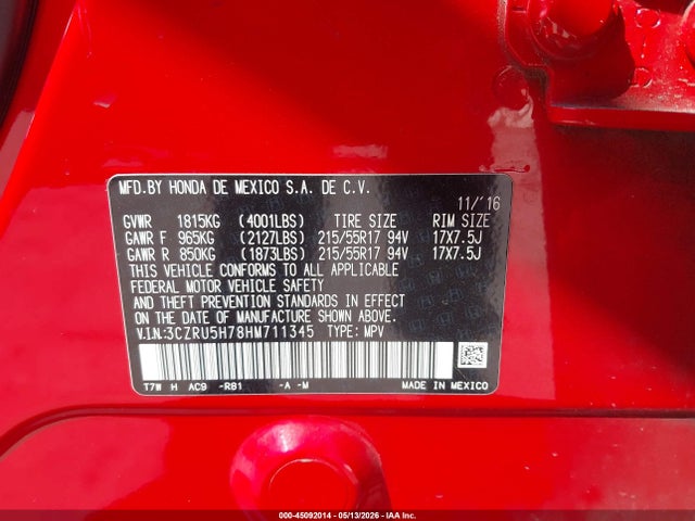 Honda Hr-v Ex-l 2017 3CZRU5H78HM711345 Image 9