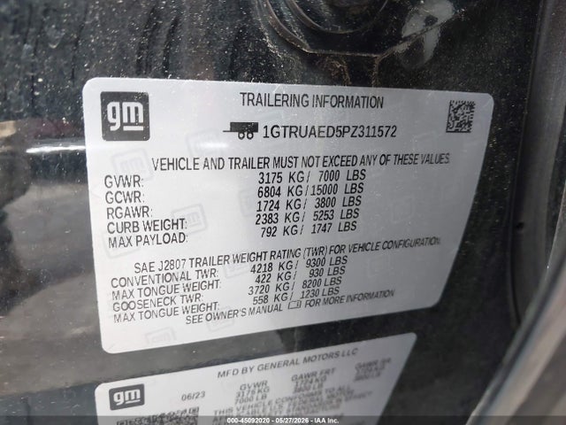 Продажа на аукционе авто 2023 Gmc Sierra 1500 4wd  Standard Box Pro, vin: 1GTRUAED5PZ311572, номер лота: 45092020