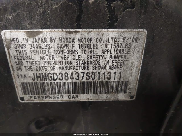 Продаж на аукціоні авто 2007 Honda Fit, vin: JHMGD38437S011311, номер лоту: 45092045