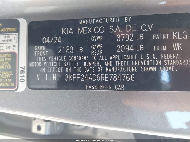 KIA Forte Lxs 2024 3KPF24AD6RE784766 Image 9