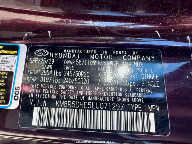 Aukcja sprzedaży 2020 Hyundai Palisade Limited, vin: KM8R5DHE5LU071297, numer aukcji: 45092099