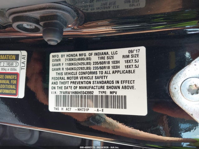 7FARW1H86HE043992 Honda Cr-v Ex-l/ex-l Navi