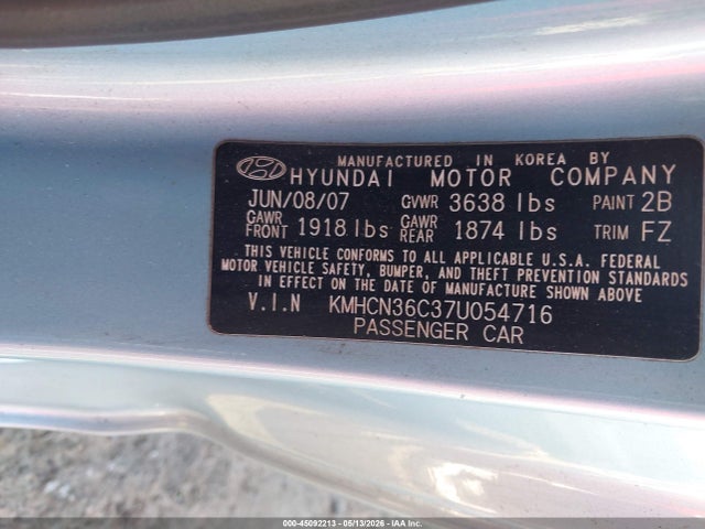 Продаж на аукціоні авто 2007 Hyundai Accent Se, vin: KMHCN36C37U054716, номер лоту: 45092213