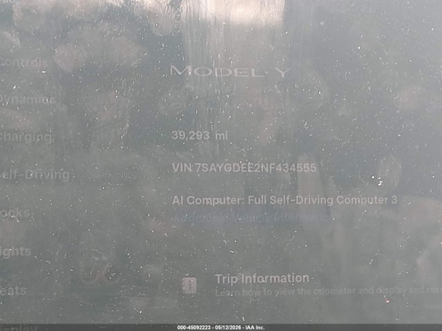 Продаж на аукціоні авто 2022 Tesla Model Y Long Range Dual Motor All-wheel Drive, vin: 7SAYGDEE2NF434555, номер лоту: 45092223
