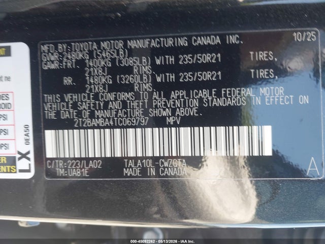 Aukcja sprzedaży 2026 Lexus Rx 350 Luxury, vin: 2T2BAMBA4TC069797, numer aukcji: 45092262