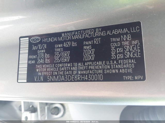 Продаж на аукціоні авто 2024 Hyundai Tucson Se, vin: 5NMJA3DE6RH430010, номер лоту: 45092313