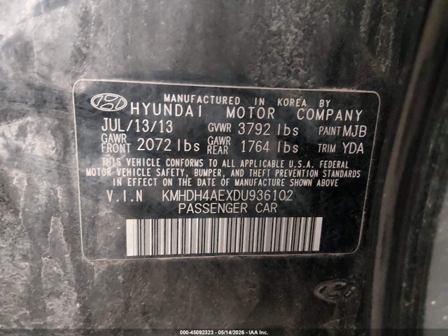 Продаж на аукціоні авто 2013 Hyundai Elantra Gls, vin: KMHDH4AEXDU936102, номер лоту: 45092323