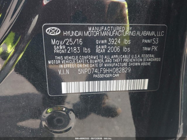 Продажа на аукционе авто 2017 Hyundai Elantra Se, vin: 5NPD74LF9HH082829, номер лота: 45092332