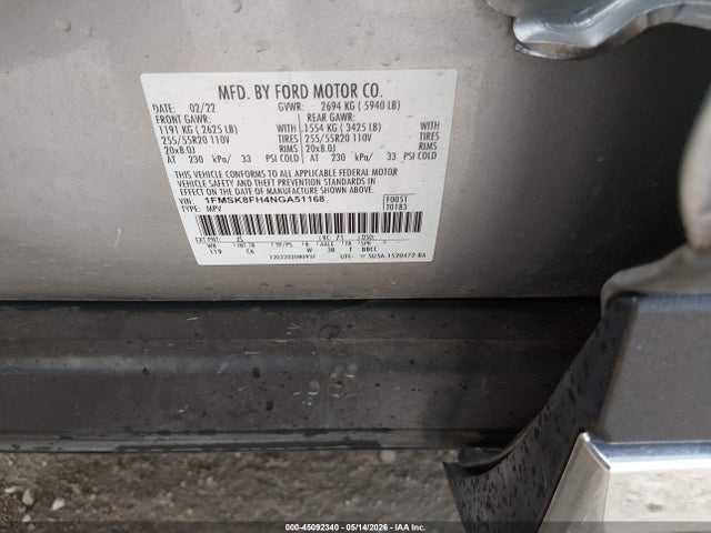 Ford Explorer Limited 2022 1FMSK8FH4NGA51168 Image 9