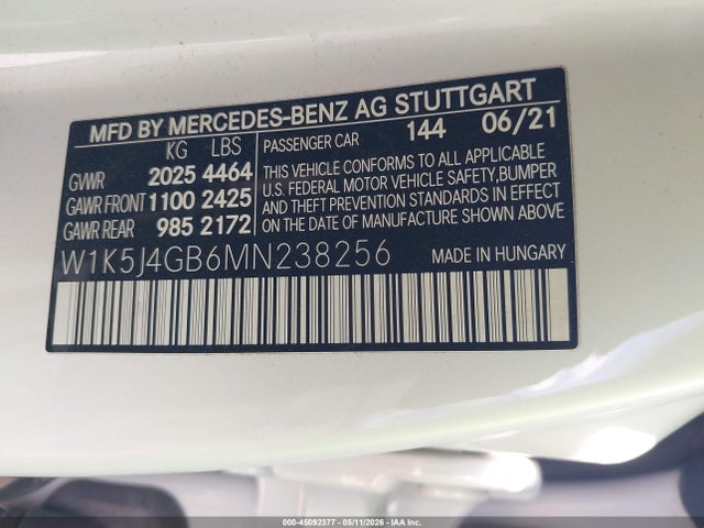 W1K5J4GB6MN238256 Mercedes-Benz CLA 250