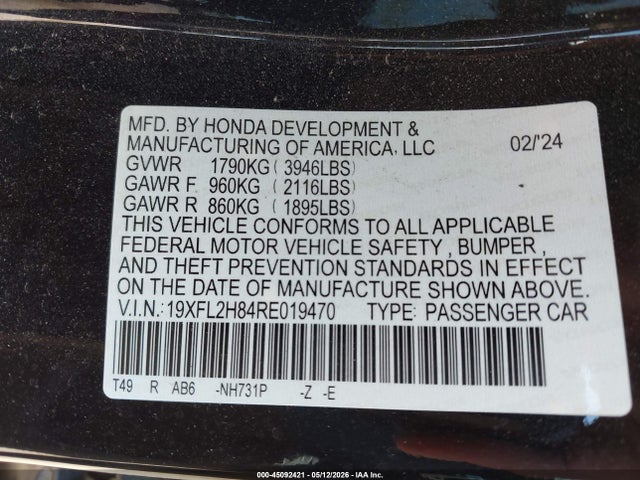 Aukcja sprzedaży 2024 Honda Civic Sport, vin: 19XFL2H84RE019470, numer aukcji: 45092421