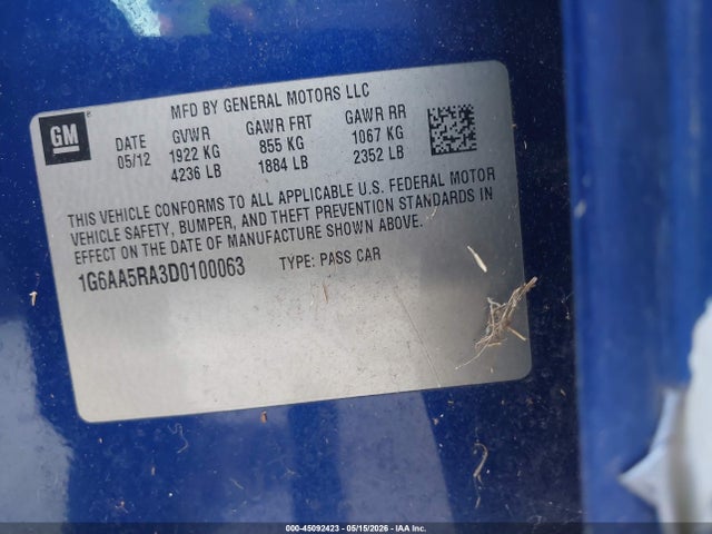 Aukcja sprzedaży 2013 Cadillac Ats Standard, vin: 1G6AA5RA3D0100063, numer aukcji: 45092423