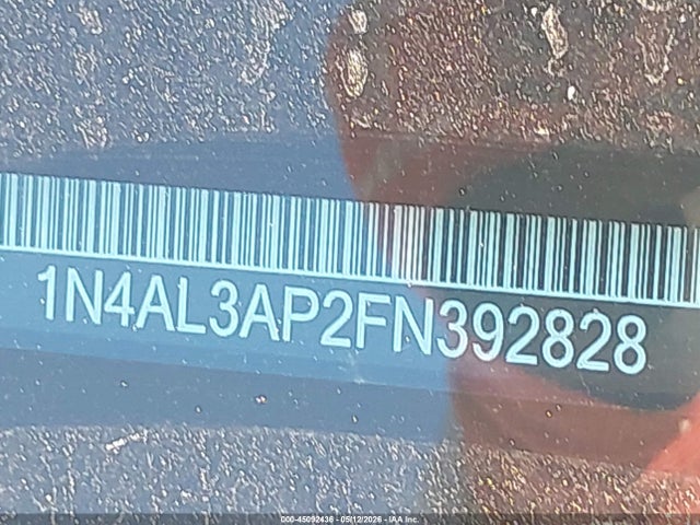 45092436 :رقم المزاد ، 1N4AL3AP2FN392828 vin ، 2015 Nissan Altima 2.5 S مزاد بيع