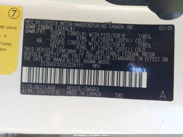 2005 Lexus Rx 330 მანქანა იყიდება აუქციონზე, vin: 2T2GA31U55C028111, აუქციონის ნომერი: 45092522