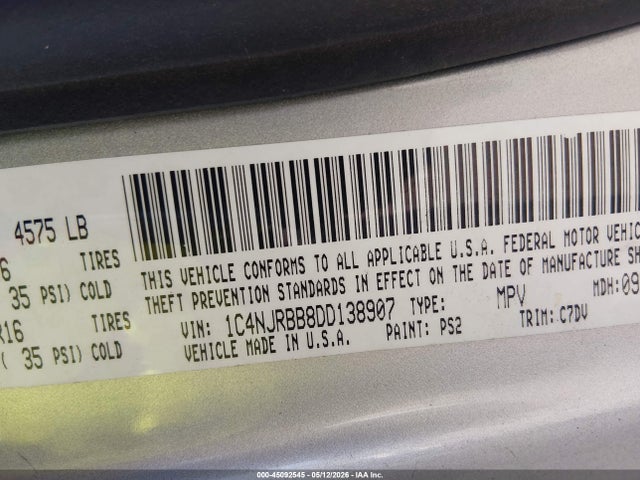 Продаж на аукціоні авто 2013 Jeep Patriot Sport, vin: 1C4NJRBB8DD138907, номер лоту: 45092545