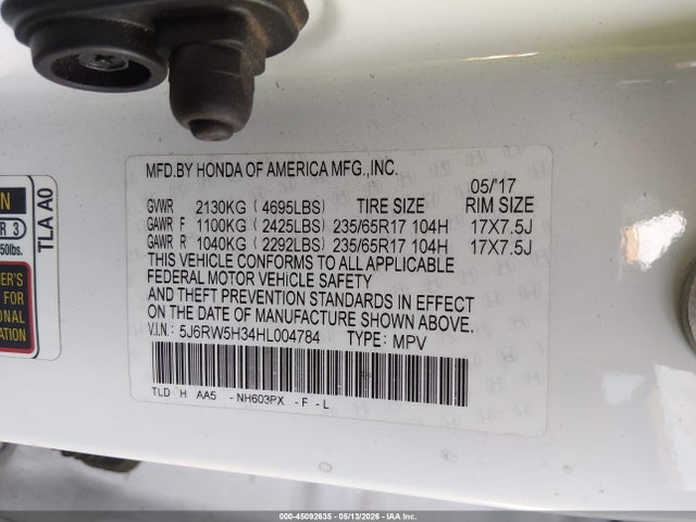Honda CR-V LX 2017 5J6RW5H34HL004784 Image 9
