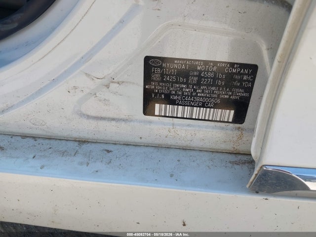 Продажа на аукционе авто 2011 Hyundai Sonata Hybrid, vin: KMHEC4A43BA000606, номер лота: 45092704