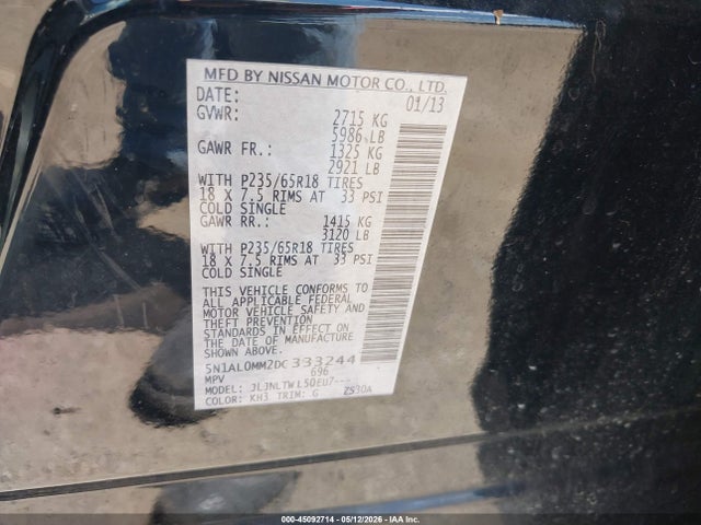 Продажа на аукционе авто 2013 Infiniti Jx35, vin: 5N1AL0MM2DC333244, номер лота: 45092714
