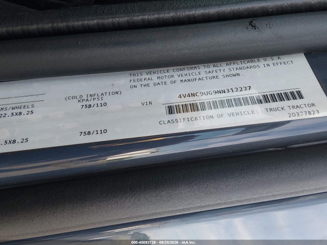 Продажа на аукционе авто 2022 Volvo Vnl, vin: 4V4NC9UG9NN312227, номер лота: 45092726