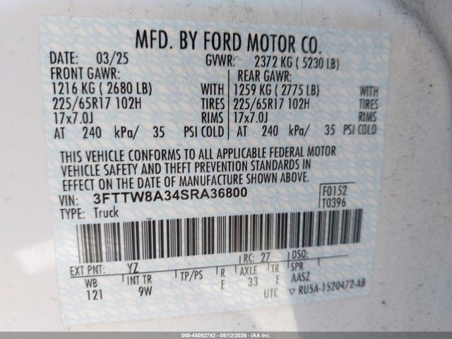 Ford Maverick Xl 2025 3FTTW8A34SRA36800 Image 9