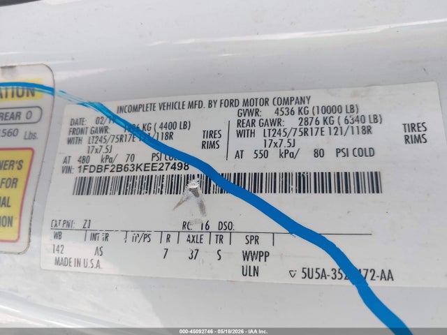 Aukcja sprzedaży 2019 Ford F-250 Xl, vin: 1FDBF2B63KEE27498, numer aukcji: 45092746