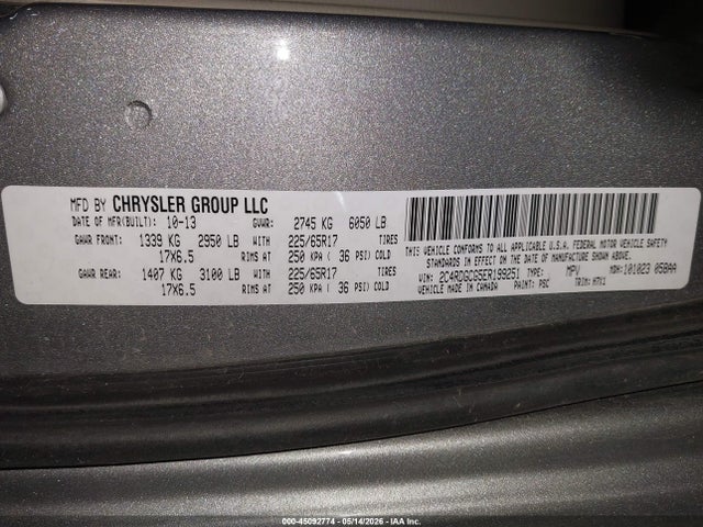 2014 Dodge Grand Caravan Sxt მანქანა იყიდება აუქციონზე, vin: 2C4RDGCG5ER199251, აუქციონის ნომერი: 45092774