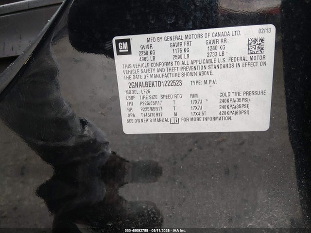 Aukcja sprzedaży 2013 Chevrolet Equinox Ls, vin: 2GNALBEK7D1222523, numer aukcji: 45092789