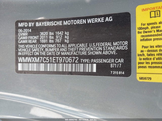 Продажа на аукционе авто 2014 Mini Hardtop Cooper S, vin: WMWXM7C51ET970672, номер лота: 45092792