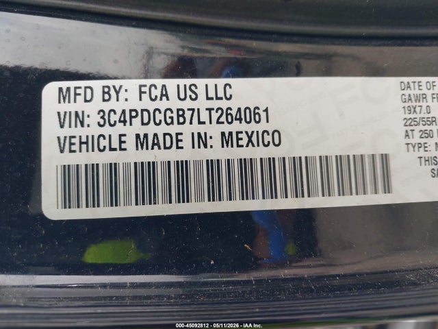 Auction sale of the 2020 Dodge Journey Crossroad, vin: 3C4PDCGB7LT264061, lot number: 45092812