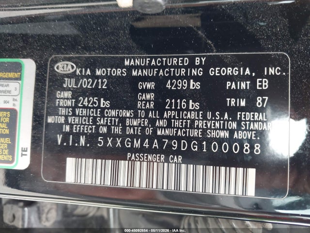 Продаж на аукціоні авто 2013 Kia Optima Lx, vin: 5XXGM4A79DG100088, номер лоту: 45092854