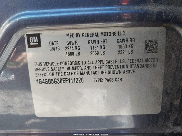 2014 Buick Lacrosse Leather Group მანქანა იყიდება აუქციონზე, vin: 1G4GB5G30EF111220, აუქციონის ნომერი: 45092870