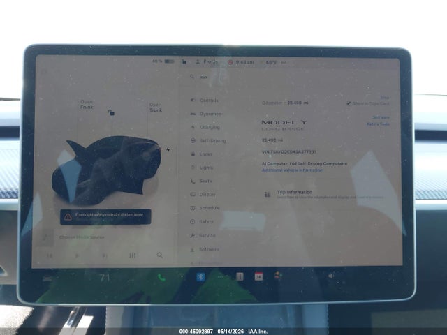 45092897 :رقم المزاد ، 7SAYGDED4SA377551 vin ، 2025 Tesla Model Y Long Range Dual Motor Rear-wheel Drive مزاد بيع