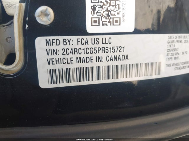 Продажа на аукционе авто 2023 Chrysler Voyager Lx, vin: 2C4RC1CG5PR515721, номер лота: 45092922