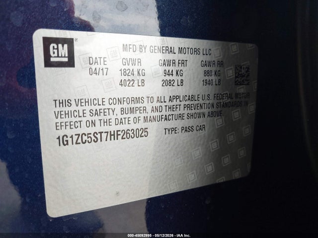 1G1ZC5ST7HF263025 Chevrolet Malibu 1fl