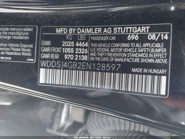 2014 Mercedes-benz Cla 250 4matic მანქანა იყიდება აუქციონზე, vin: WDDSJ4GB2EN128597, აუქციონის ნომერი: 45093019